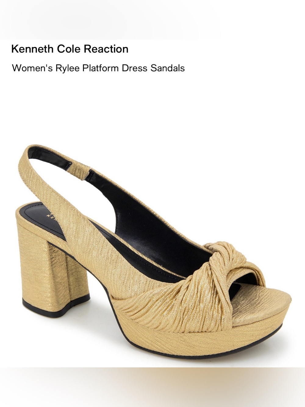 Kenneth Cole Reaction Gold Knotted Platform Slingback Heels